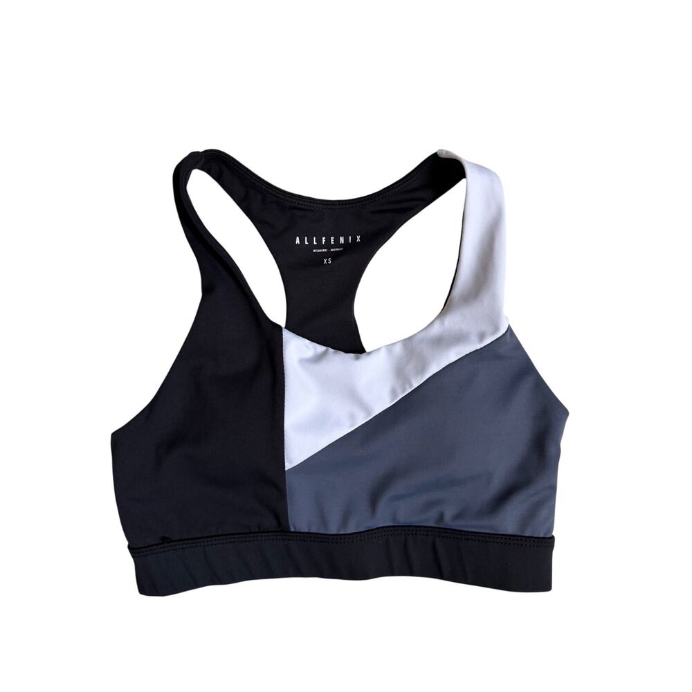 Allfenix Heidi Colorblock Sports Bra (Black / White / Grey) - XS